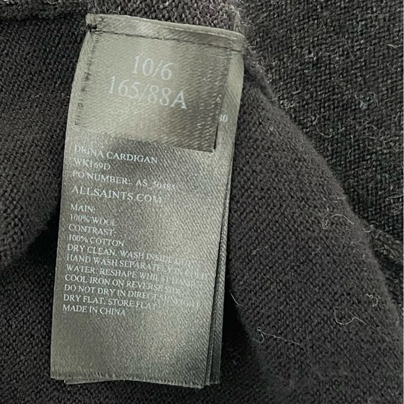 All Saints/ Drina Asymmetrical Cardigan/ Wool/ Shoulder zipper/ Size US 6 - Picture 12 of 14